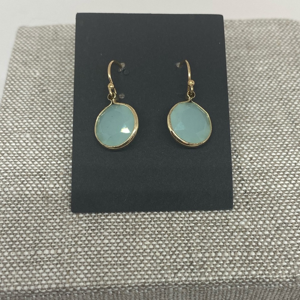 Blue and gold dangle earrings